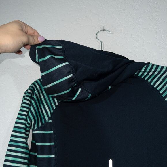 Reebok Navy & Green Speedwick Hooded Running Sweatshirt Size XS - Picture 6 of 8
